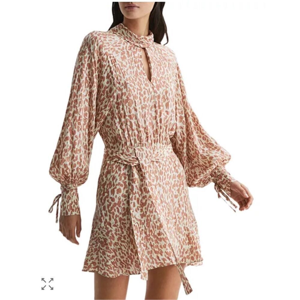 REISS Teya Animal Print Mini Dres